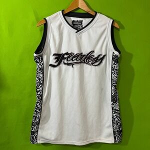Fearless Basketball Jersey White Mesh Graphic Side Panels Mens Small Streetwear